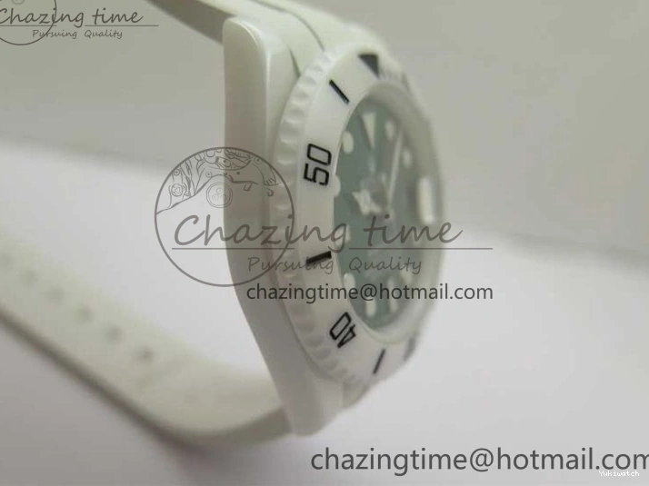 40mm 5GF Best Green Dial White Edition Submariner Strap White Ceramic Rubber SA3135 on 0209